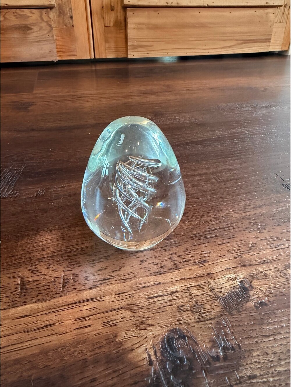 Home Decor | Clear Art Glass Egg Paperweight | 1148